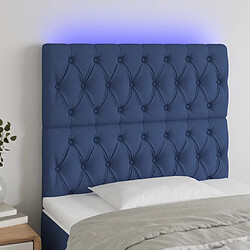 Maison Chic Tête de lit scandinave à LED,meuble de chambre Bleu 100x7x118/128 cm Tissu -MN30204