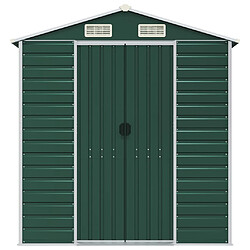 Helloshop26 Abri de jardin cabane cabanon maison de stockage remise extérieur hangar outils robuste 191 x 130 x 198 cm acier galvanisé vert 02_0022347