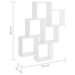 vidaXL Étagère murale cube Blanc brillant 78x15x93cm Bois d’ingénierie pas cher