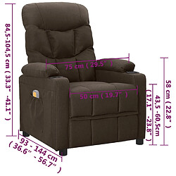 vidaXL Fauteuil de massage Marron foncé Tissu pas cher