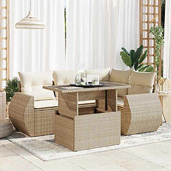 vidaXL Salon de jardin avec coussins 5 pcs beige résine tressée