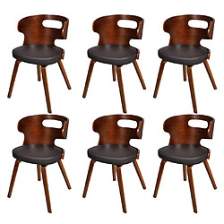 vidaXL Chaises à manger lot de 6 marron similicuir 