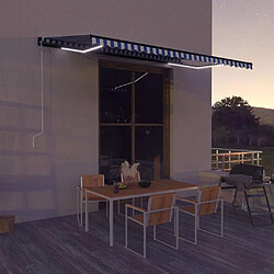 Maison Chic Auvent avec capteur de vent et LED | Store banne | Marquise Brise-soleil 500x300 cm Bleu et blanc -GKD88886