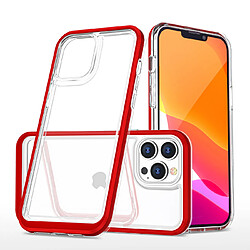 Ozzzo coque transparente 3 en 1 pour iphone 13 pro frame cover gel rouge