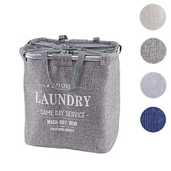 Mendler Collecteur de linge sale HWC-C34, corbeille à linge avec cordelette, 2 compartiments 54x52x32cm 89l ~ gris