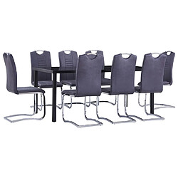 vidaXL Ensemble de salle à manger 9 pcs Similicuir daim Gris