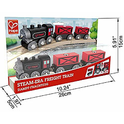 Train de marchandises Hape Steam-Era Jouet de locomotive classique noir et rouge pour enfants avec wagons de fret non chargeables, L : 9,4, l : 1,3, H : 1,9 pouces pas cher