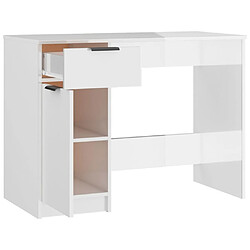 Helloshop26 Bureau table poste de travail meuble d'ordinateur informatique étude brillant 100 x 50 x 75 cm bois d'ingénierie blanc 02_0023533