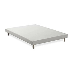 DEKO DREAM Sommier tapissier à lattes 140 x 190 cm - Bois massif blanc + Pieds