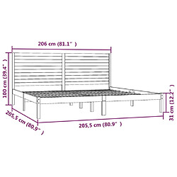 vidaXL Cadre de lit sans matelas blanc 200x200 cm bois massif pas cher