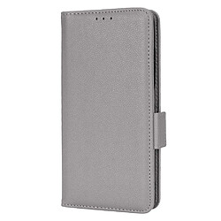 Etui en PU texture litchi avec support, gris pour votre ZTE Blade A72/Blade V40 Vita