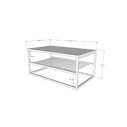 Acheter Toilinux Table basse en panneaux de particules et acier avec 1 étagère - effet marbré