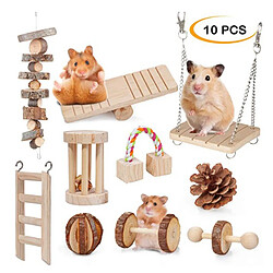 Hamster Jouets À Mâcher, lapin de compagnie Dent Mâcher Jouet Naturel En Bois Gerbille Rats Chinchillas Jouet Accessoires Haltères Exercice Cloche pas cher