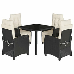 Maison Chic Ensemble à manger d'extérieur 5 pcs avec coussins,Salon de jardin,Mobilier de jardin Noir Résine tressée -GKD111206