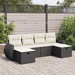 vidaXL Salon de jardin 6 pcs avec coussins noir résine tressée