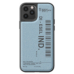 Diesel Coque pour iPhone 12 et 12 Pro Anti-chutes Dénim Imprimé Code-barres Bleu