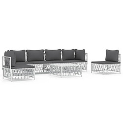 Maison Chic Salon de jardin 7 pcs + coussins - Mobilier/Meubles de jardin - Table et chaises d'extérieur blanc acier -MN91528