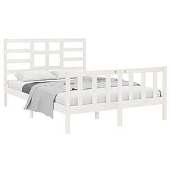 Avis Maison Chic Lit adulte - Lit simple Cadre de lit,Structure du lit Contemporain Blanc Bois massif 140x190 cm -MN35551