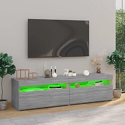 Maison Chic Meubles TV 2 pcs avec lumières LED - Banc TV pour salon Sonoma gris 75x35x40 cm -MN62898 pas cher