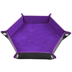 Plateau De Dés Boîte De Rangement En Cuir Pliable Support De Rangement De Bureau Violet