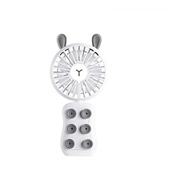 Mini Ventilateur à Ventouse en Forme de Lapin de Dessin Animé Pliable Portable DC 5V USB avec Support et lumière LED (Gris)