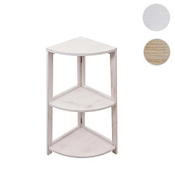 Mendler Étagère d'angle HWC-K44, Étagère sur pied Étagère de salon, 3 étagères, 80x37x37cm MDF en paulownia ~ blanc shabby