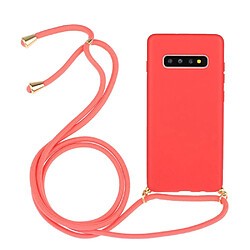 Coque en TPU doux avec dragonne rouge pour votre Samsung Galaxy S10