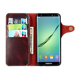 Acheter Wewoo Housse Coque Pour Galaxy S8 Plus Denior Oil Wax peau de vache bouton magnétique étui en cuir à rabat horizontal avec fentes cartes et portefeuille rouge foncé