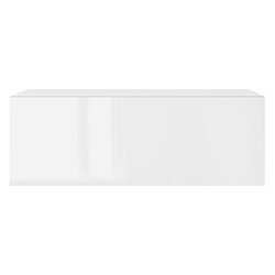 ML-Design Table de nuit suspendue - Blanc brillant 46x30x15 cm