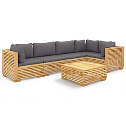 Maison Chic Salon de jardin 6 pcs + coussins - Mobilier/Meubles de jardin - Table et chaises d'extérieur Bois de teck solide -MN35274