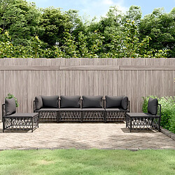 vidaXL Salon de jardin avec coussins 6 pcs anthracite acier