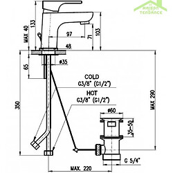 Rav Mitigeur lavabo YUKON en chrome avec ou sans siphon - Avec siphon