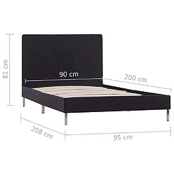 vidaXL Cadre de lit sans matelas noir tissu 90x200 cm pas cher