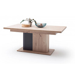 Pegane Table à manger extensible en chêne massif / graphite - L.180-280 x H.77 x P.100 cm