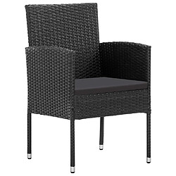 vidaXL Chaises de jardin coussins noir lot de 4 noir résine tressée