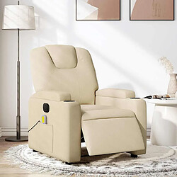 vidaXL Fauteuil inclinable de massage électrique crème tissu