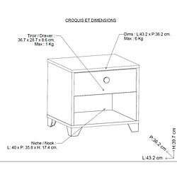 Acheter Dansmamaison Table de chevet 1 tiroir Blanc mat/Chêne clair - ZILY