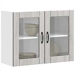 Acheter vidaXL Armoire murale de cuisine et porte en verre Lucca sonoma gris