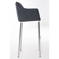 Avis Decoshop26 Tabouret de bar chaise haute de comptoir couture carrées assise en tissu gris foncé 4 pieds stables en acier inoxydable 10_0004723