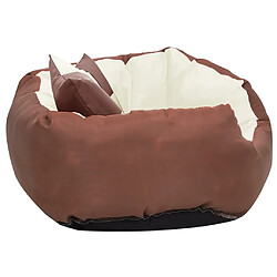 Avis vidaXL Coussin réversible lavable de chien Marron et crème 65x50x20 cm