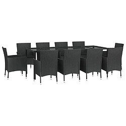 Avis Maison Chic Mobilier à dîner 11 pcs de jardin avec coussins - Ensemble table et chaises d'extérieur - Salon/Mobilier de jardin classique noir résine tressée -MN55131