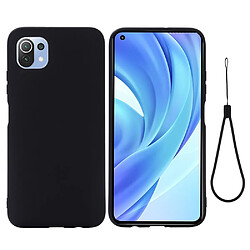 Coque en silicone Liquide avec Sangle noir pour votre Xiaomi Mi 11 Lite 4G/5G