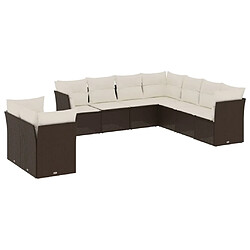 Maison Chic Salon de jardin avec coussins 9 pcs, Ensemble Tables et chaises de jardin, marron résine tressée -GKD780417