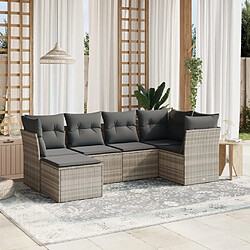 vidaXL Salon de jardin 6 pcs avec coussins gris clair résine tressée