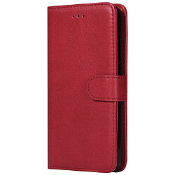 Wewoo Housse Coque Pour Huawei Y6 2019 Étui de protection à rabat horizontal de couleur unie avec support et fentes cartes et portefeuille et cadre photo et lanière rouge