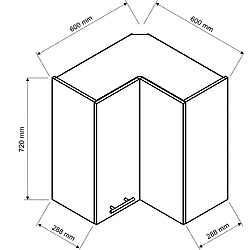 Pegane Meuble d'angle haut de cuisine avec 1 porte coloris blanc - longueur 60 x profondeur 60 x hauteur 72 cm