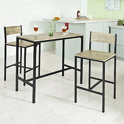 SoBuy OGT03-N Ensemble table de bar + 2 chaises,Table haute cuisine