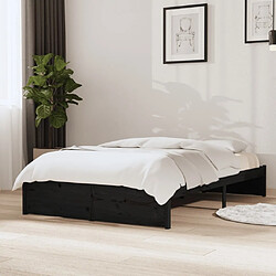 vidaXL Cadre de lit sans matelas noir bois massif 120x190 cm