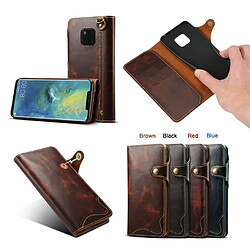 Wewoo Housse Coque Pour Huawei Mate 20 Pro Denior Oil Wax Cuir de vachette Bouton magnétique Étui à rabat horizontal en avec fentes cartes et portefeuille rouge foncé pas cher