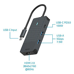 Rapoo Hama 00217688 USB-C Multiport Adapter 4-in-1 grau